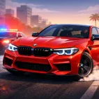 Players drive a powerful sports automobile in a complex metropolitan environment in M5 City Driver, a realistic driving simulator.