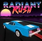 Radiant Rush is a synthwave racing game where players drive a car across bright abstract circuits to a lively soundtrack. The game requires accurate control and quick reactions to progress through harder stages.