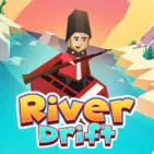 Players race strong boats across winding rivers with steep curves and frightening hazards in River Drift.