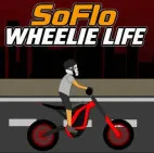 The amazing motorbike simulation game Soflo Wheelie Life features dangerous wheelies, acrobatics, and tricks on vivid city streets. 