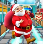 The Christmas-themed infinite running game Subway Santa casts players as a hilarious Santa Claus.